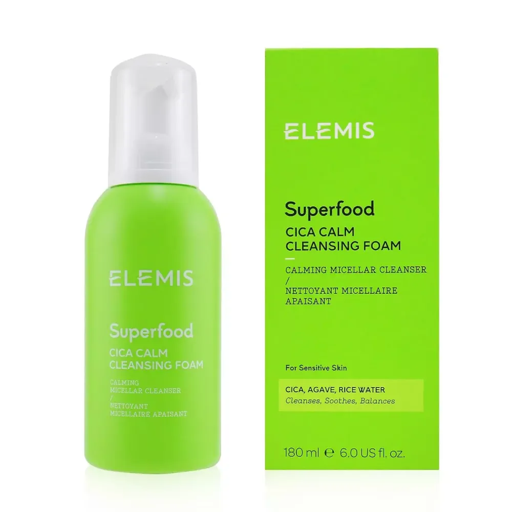 Успокаивающая пенка для умывания с экстрактом Центеллы Азиатской Elemis SUPERFOOD Cica Calm Cleansing Foam 180 мл