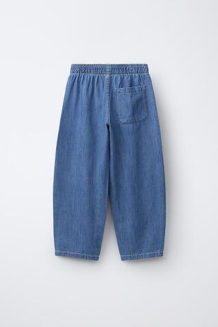 ZARA БРЮКИ BARREL НА РЕЗИНКЕ, СИНИЙ