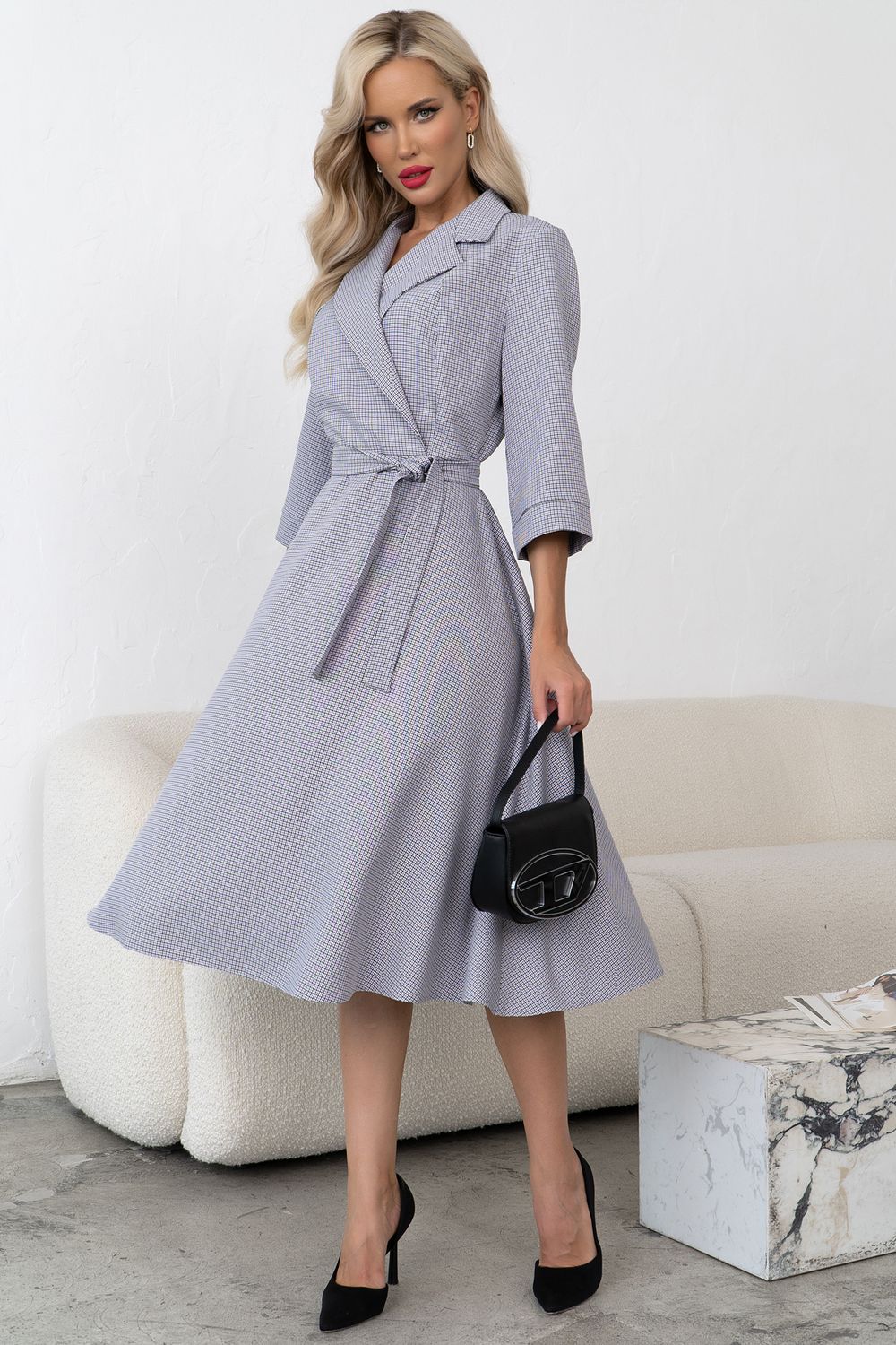 Платье в клетку (серый/клетка) Р11-1225/6 Nikol