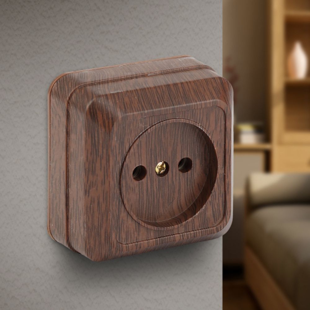 Розетка Intro Quadro 2-201-10 без заземления 2P, 16А-250В, IP20, ОУ, венге