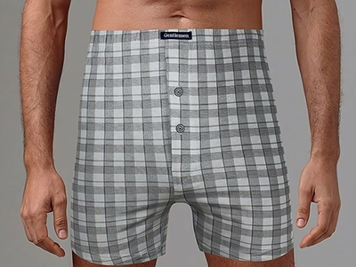 Мужские трусы-боксеры в серую клетку (Размер: XXXL) (Цвет: голубой)