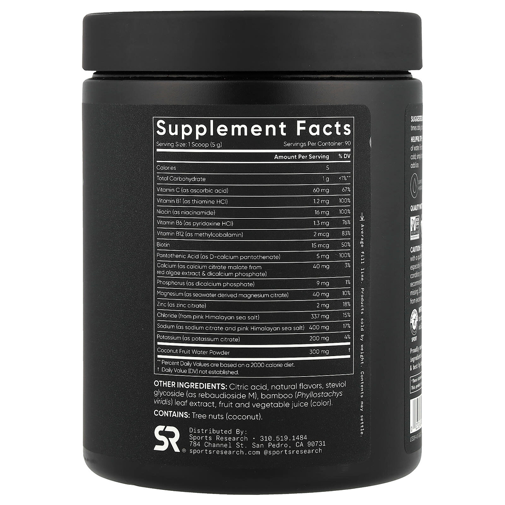 Sports Research, Hydrate, электролиты, малиновый лимонад, 450 г (15,87 унции)