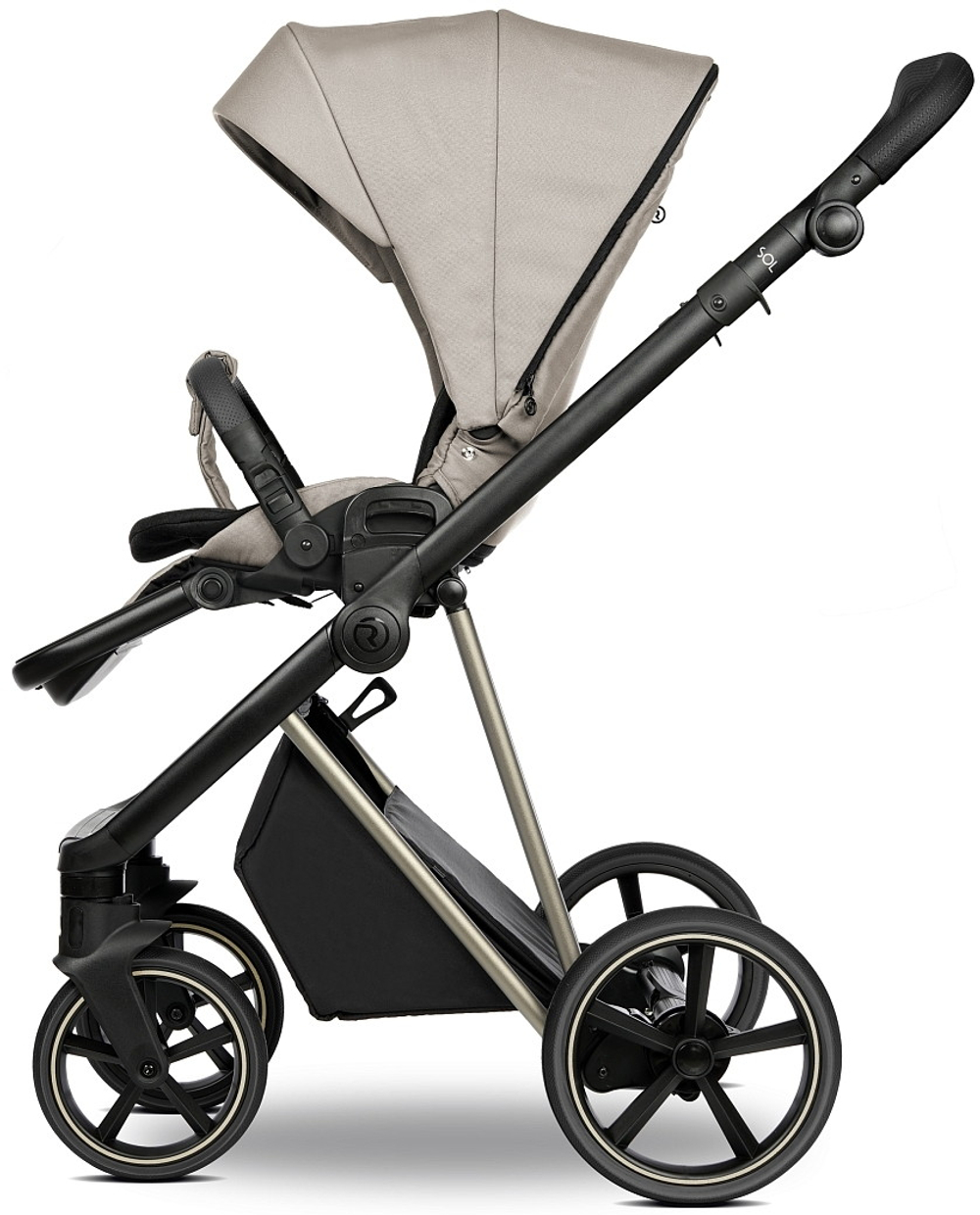 Детская коляска Roan Sol Vintage Luxury 2.0 3 в 1 с автокреслом Pituso Santiso Pro VIN 06/HZ Hazel/Champagne/руч.Black
