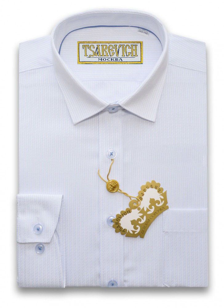 Белая сорочка с выработкой TSAREVICH для школьника
