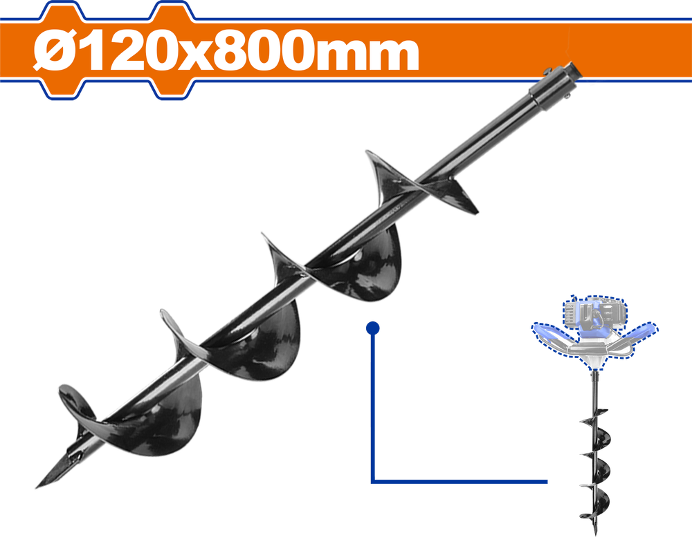 Шнек для бура бензинового 120х800 мм WADFOW WDZ1A52-2