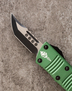 Автоматический складной нож Microtech Mini Troodon Black Hellhound VG-10 819-1ODS (черный-зеленый) фронталка/выкидуха
