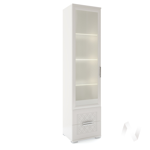 Пенал-витрина М07 Гостиная Тиффани (белый текстурный)