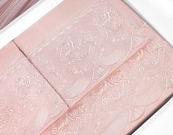 Постельное белье DIAMANT пудра с кружевом TIVOLYO HOME Турция