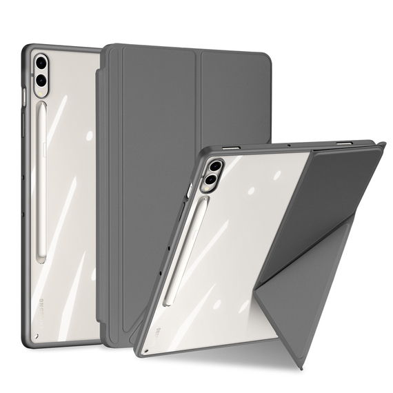 Чехол книжка серого цвета от Dux Ducis для Samsung Tab S10+, S9+, S9 FE+, серия Magi Series Case, с держателем Pencil и функцией автоматического перехода в спящий режим