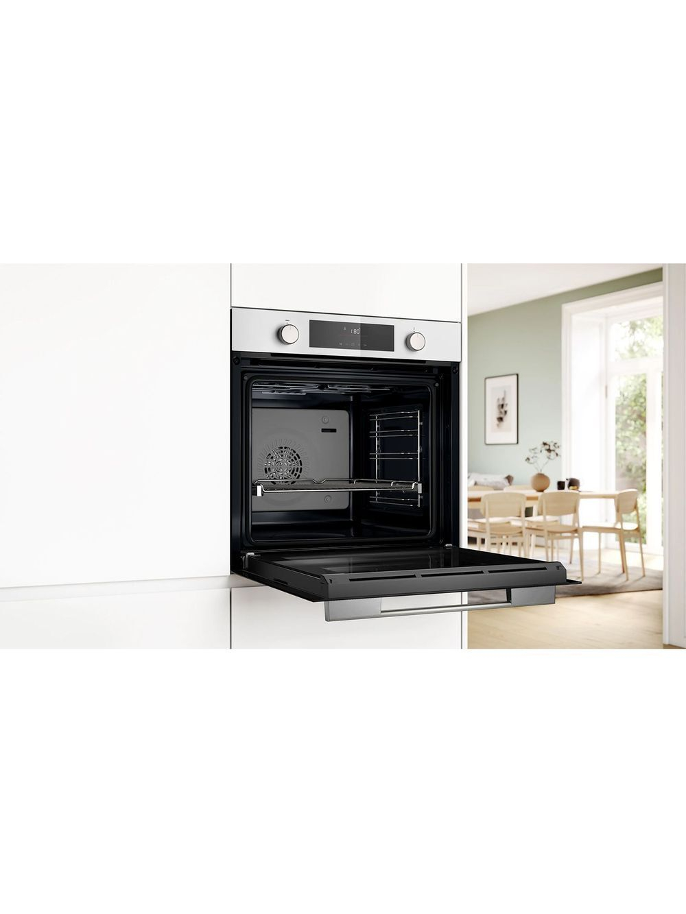 Электрический духовой шкаф Bosch HUA736EV0T, 59.4 см, 76 л, 8 режимов, гриль, конвекция, гидролизная чистка, белый