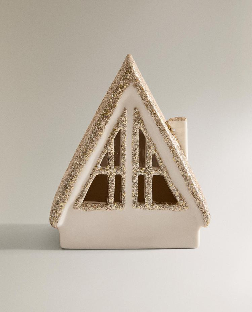 ZARA HOME НОВОГОДНЕЕ УКРАШЕНИЕ ИЗ КЕРАМИКИ С БЛЕСТЯЩЕЙ КРЫШЕЙ, БЕЛЫЙ