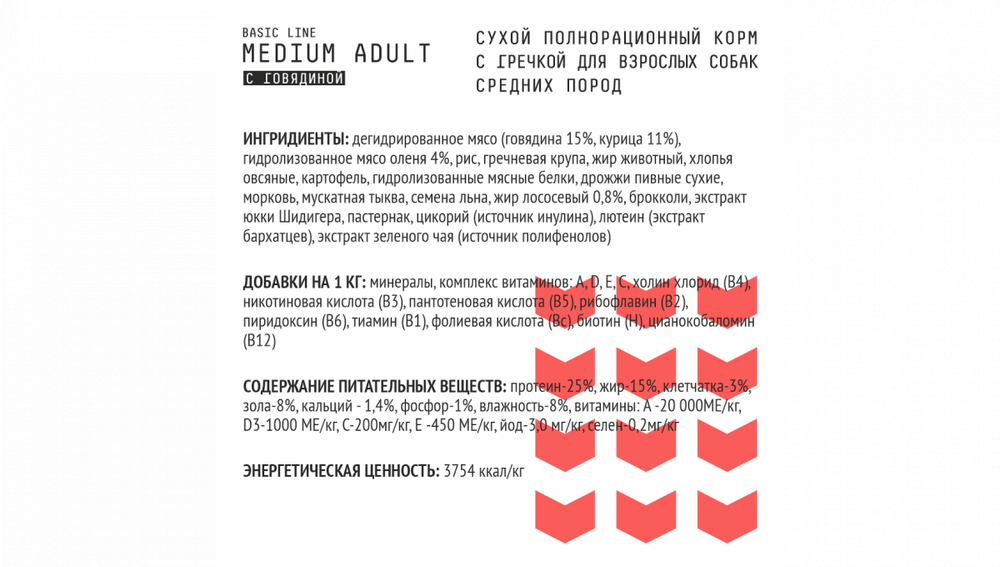 AjO Dog Medium Adult Сухой корм для взрослых собак средних пород с говядиной и гречкой, 2 кг