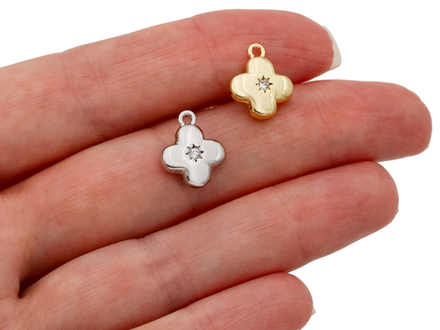 Подвеска "Клевер" 13мм, со стразом