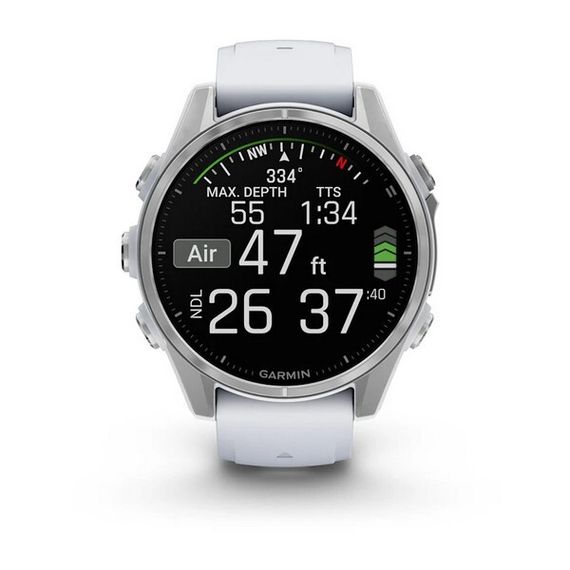 Garmin Fenix 8 Amoled 43 мм – Серебристый, белый ремешок