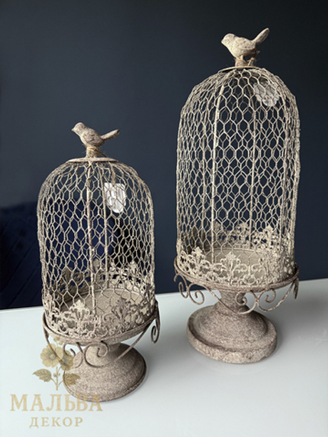 Набор из 2-х клошей "Птички" 21x21x49 см и 16.5x16.5x37 см