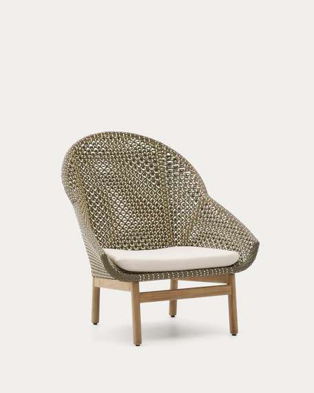 Кресло Olbia с высокой спинкой из искусственного ротанга и массива тика