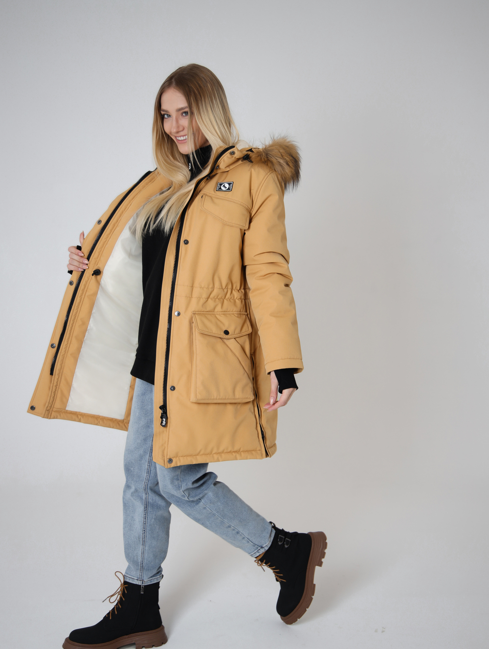 Парка женская зимняя куртка город горький золото