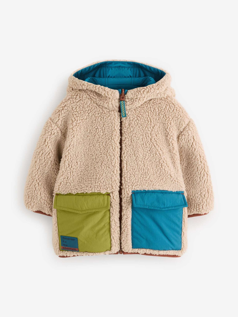 Куртка двусторонняя с капюшоном Next Q60-462, Синий, Бежевый