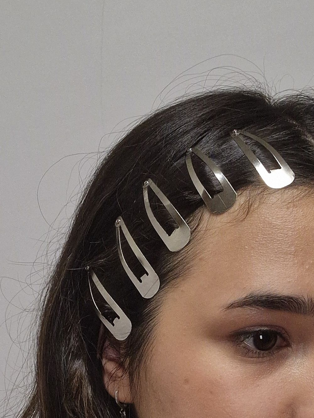 Заколки для волос НАБОР 10 шт., 5 см, клик-клак, глянцевый, серебристый, MONTE VITA, 457079