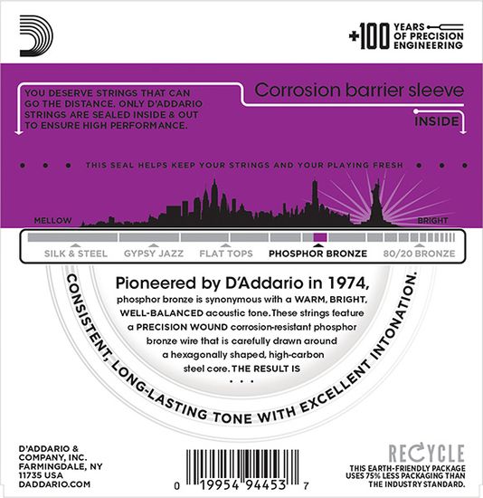 Дополнительные струны для 12стр. акустической гитары 10-27 D'ADDARIO EJ38H