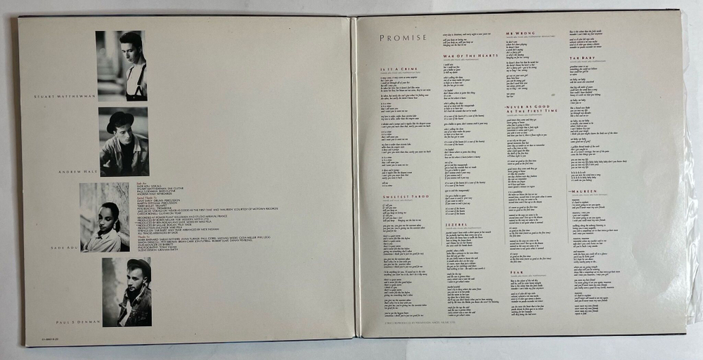 Винтажная виниловая пластинка LP Sade Promise (Germany 1985) (Gatefold)