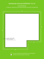 Натяжные потолки 14.6 м2, 14.7 м2, 16.2 м2