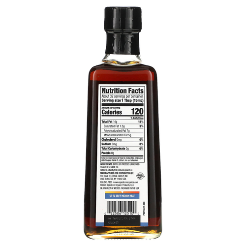 Spectrum Culinary, Поджаренное кунжутное масло, нерафинированное, 473 мл (16 жидких унций)