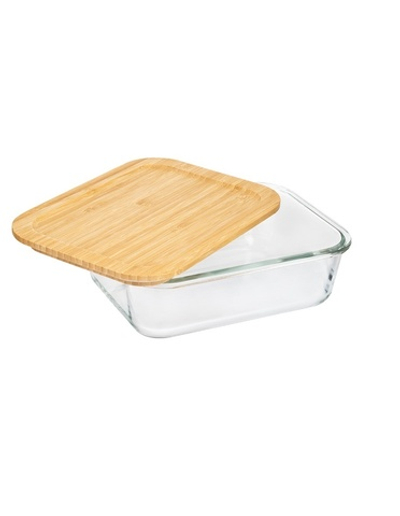 Контейнер BAMBU, объем: 1500 мл, из жаропрочного стекла с крышкой из бамбука, прямоугольный. 108127-