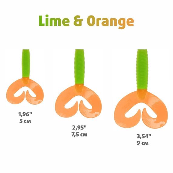 Твистер Helios Credo Double Tail 3,54"/9 см Lime & Orange 5шт. (HS-28-020)
