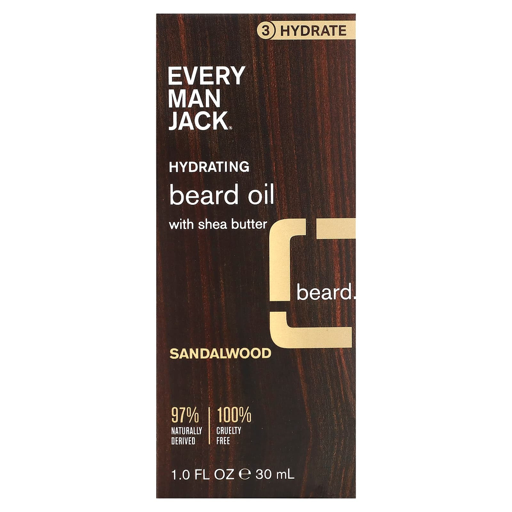 Every Man Jack, Увлажняющее масло для бороды с маслом ши, сандаловое дерево, 30 мл (1 жидк. унц.)
