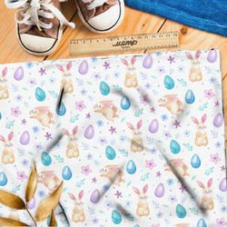 Ткань габардин пасхальные зайцы