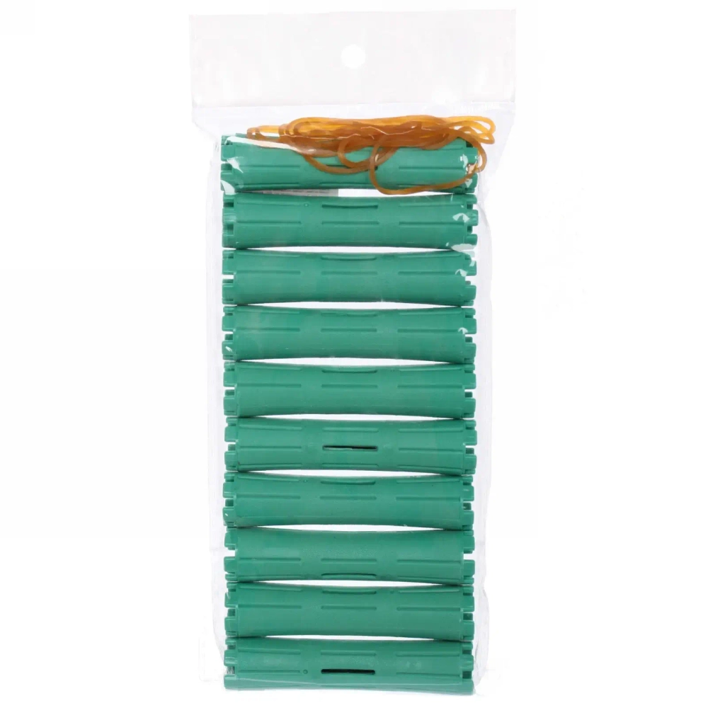 Бигуди пластмассовые-коклюшки 10шт d-2см, 8,5см «KUDRI», цвет мятный, (прозрачный пакет с подвесом)