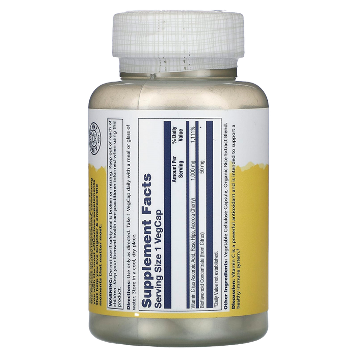 Витамин C с концентратом биофлавоноидов, Vitamin C with Bioflavonoid concentrate, Solaray, 100 вегетарианских капсул 2