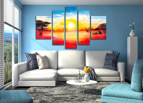 Модульная картина "Радужный пейзаж"