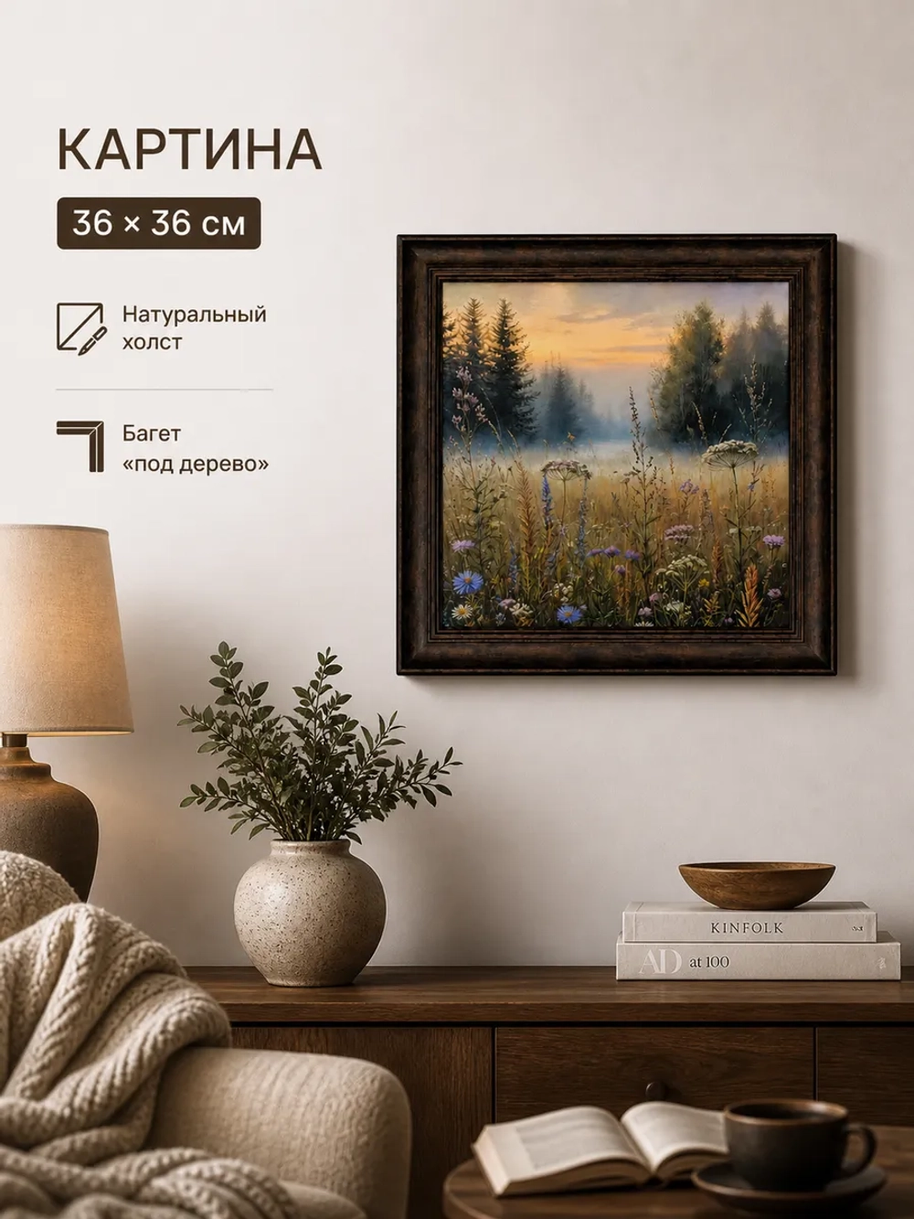 Картина на стену для интерьера 36х36 см