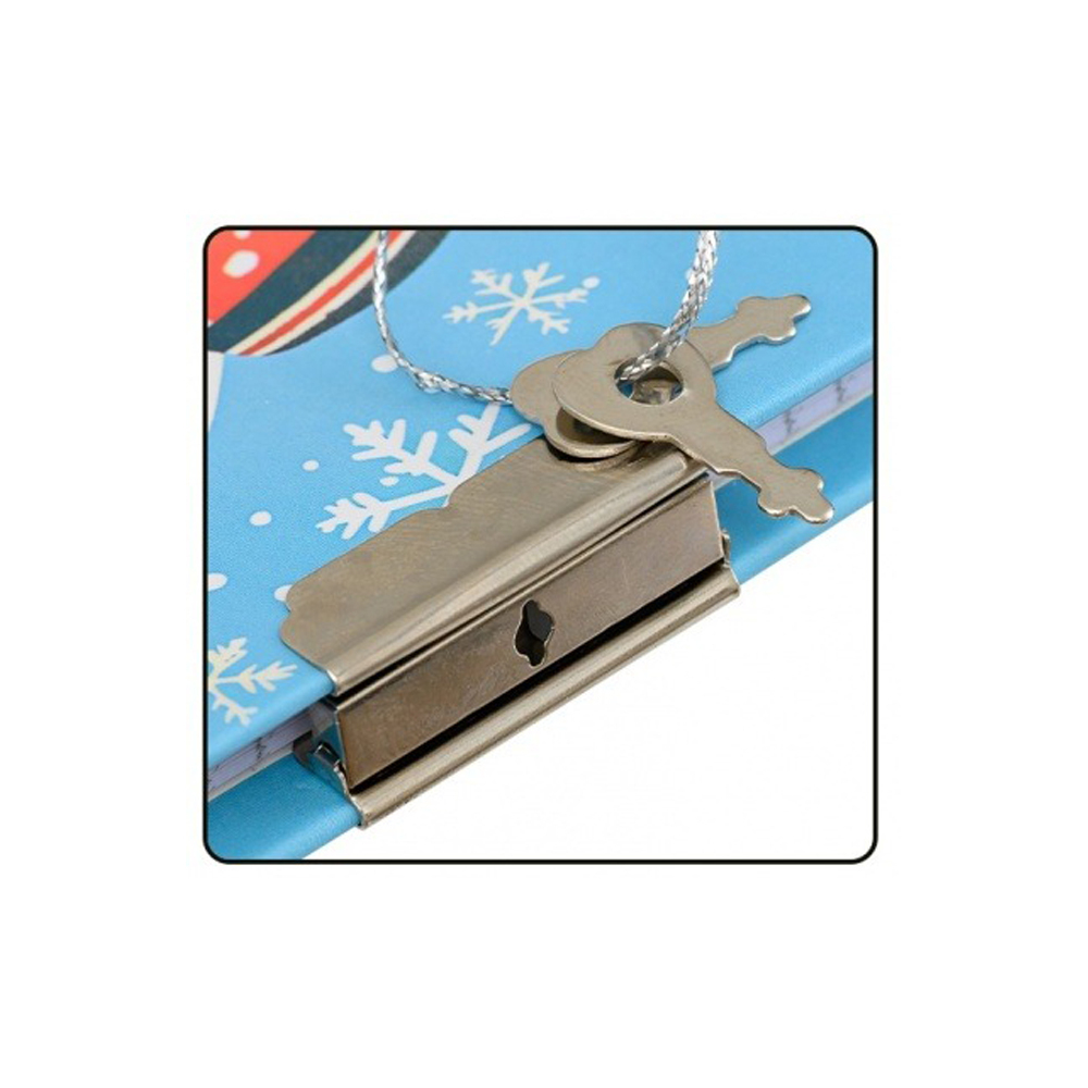 Блокнот детский Basir на замке, с ручкой, формат А6, серия "Дед Мороз", твёрдая обложка 7БЦ, 48 листов, размер 18*13 см