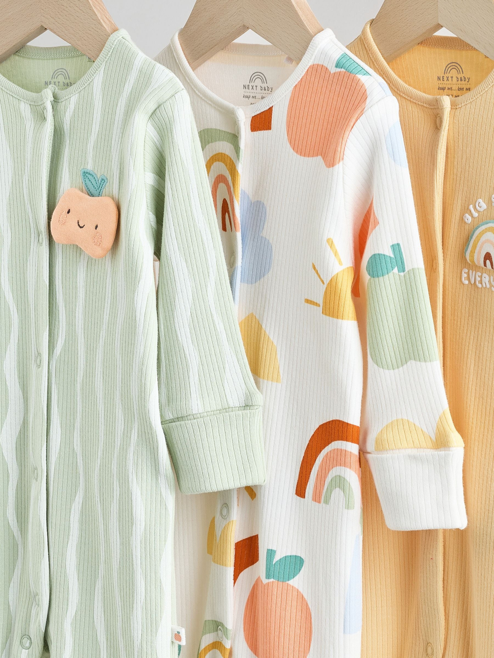 Комбинезон / Cлип для малышей Next W22-555, 3 шт., Желтый, Салатовый