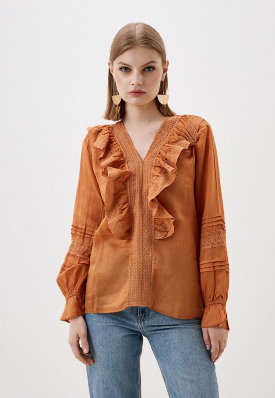 Блуза льняная с рюшами