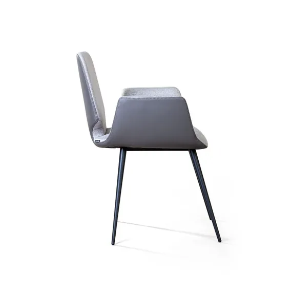 Стул с подлокотниками Adam серая рогожка и экокожа