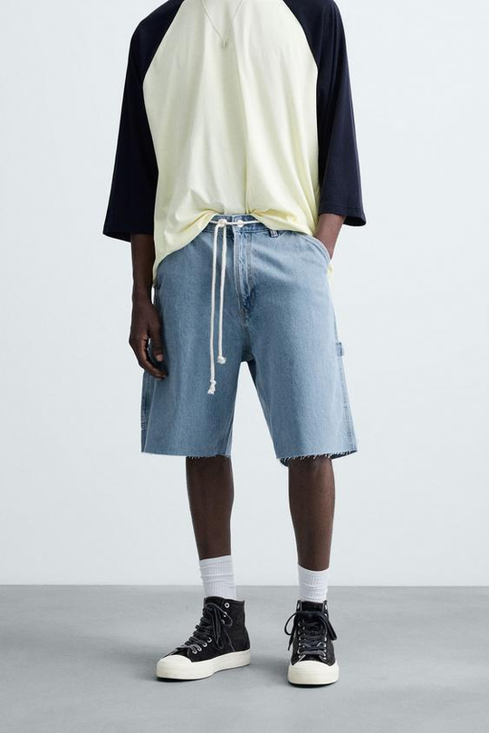 ZARA ДЖИНСОВЫЕ ШОРТЫ, ГОЛУБОЙ