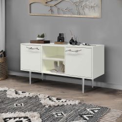 Тумба под ТВ Арт Колор matte 117см Стайл Сильвер Белый опал матовый