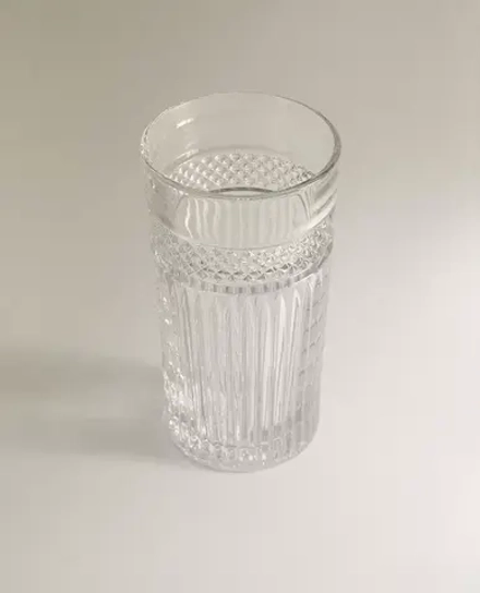 ZARA HOME СТЕКЛЯННЫЙ СТАКАН ДЛЯ ПРОХЛАДИТЕЛЬНЫХ НАПИТКОВ С РЕЛЬЕФНЫМ УЗОРОМ, ПРОЗРАЧНЫЙ