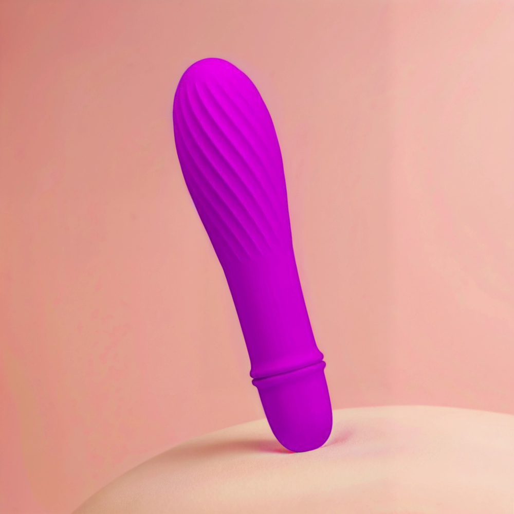 Лиловый вибратор Jonathan с бороздками - 12,3 см.