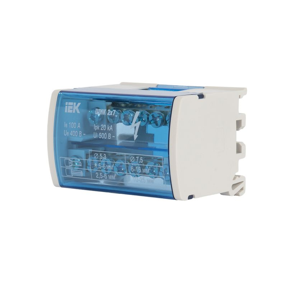 Шина на DIN-рейку в корпусе (кросс-модуль) ШНК 2х7 L+PEN IEK