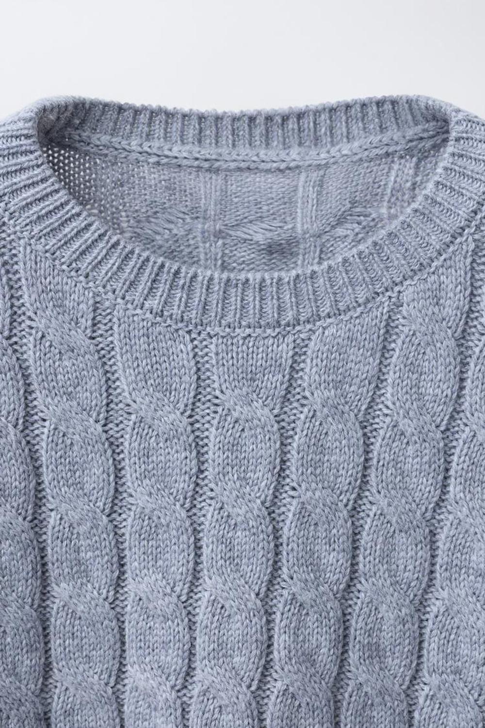 ZARA СВИТЕР С УЗОРОМ «КОСЫ», СЕРО-СИНИЙ