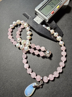 Колье авторское из натуральных камней "Розовая луна" Бижутерия на шею для женщин, девушек. Женское украшение.