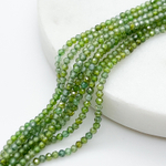 Фианит (кубический цирконий), цвет зеленый светлый, размер 2 мм, цена за нить около 130 шт (38 см)