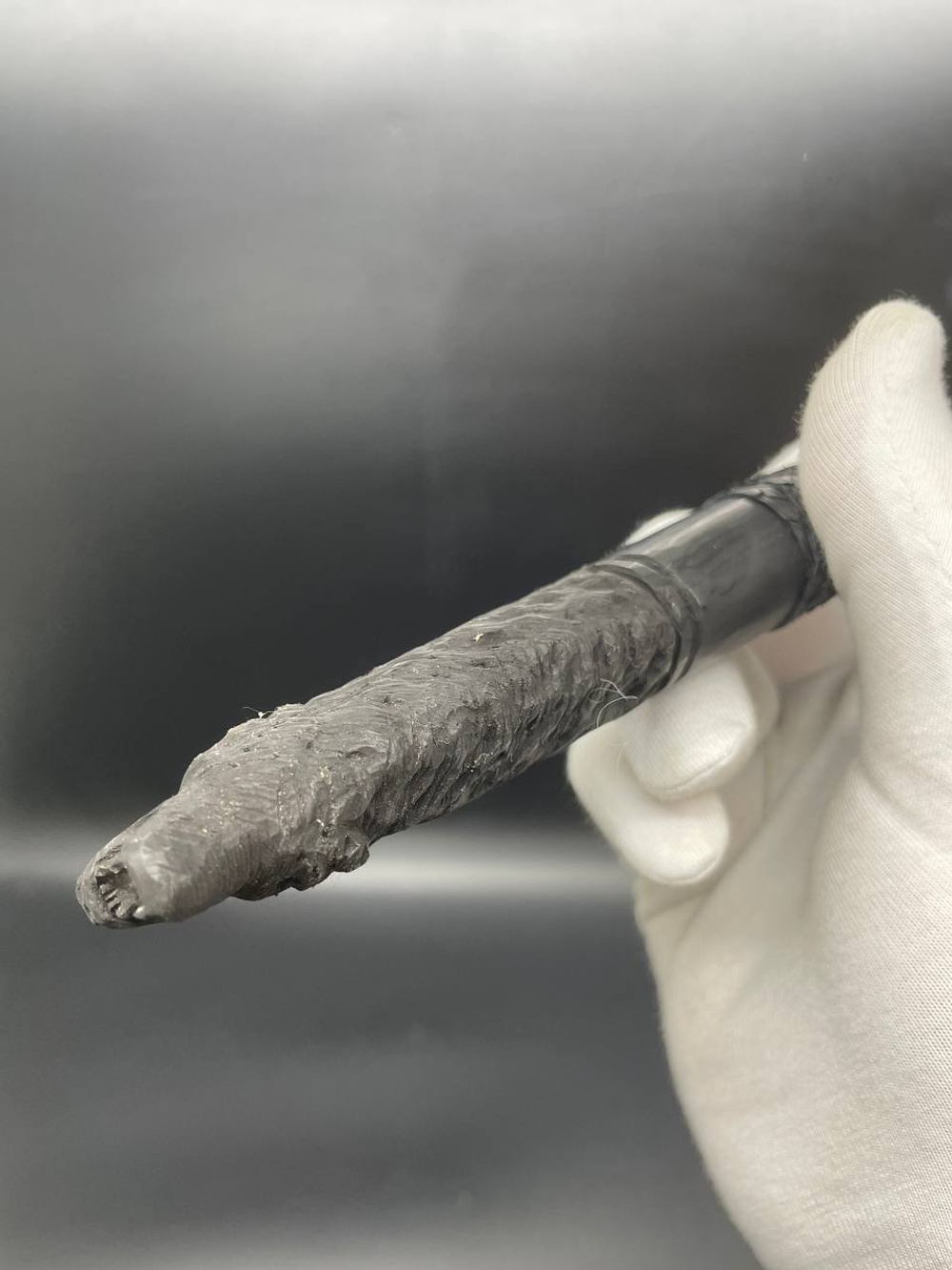 Обсидиановый клинок с рогом африканского буйвола гравировка волк 29 см