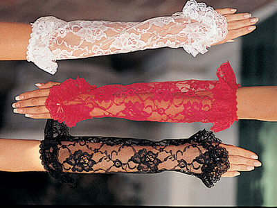 Красные кружевные перчатки с рюшами (Цвет: красный)