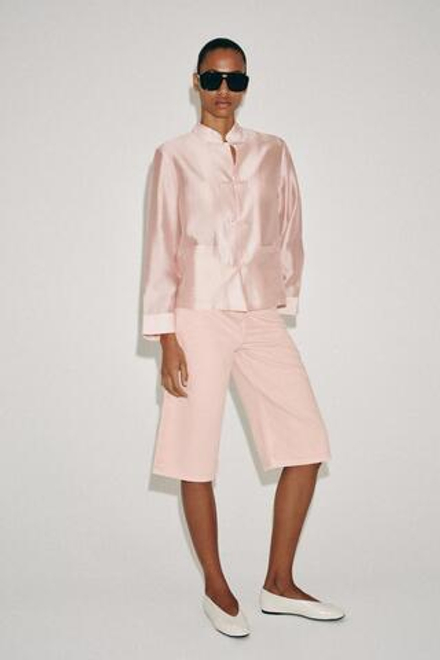 ZARA ДЖИНСОВЫЕ ШОРТЫ СО СРЕДНЕЙ ПОСАДКОЙ — ZW COLLECTION, РОЗОВЫЙ